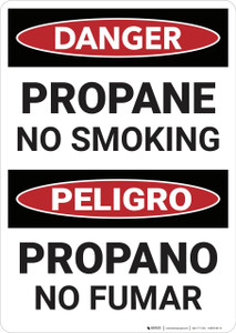 Danger: Bilingual Propane No Smoking - Wall Sign