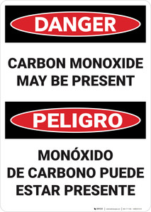 Danger: Carbon Monoxide May Be Present Bilingual - Wall Sign