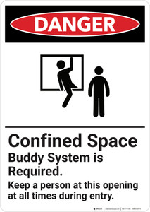 Danger: Confined Space Buddy System Is Required - Wall Sign