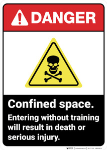 Danger: Confined Space Do Not Enter Without Training - Wall Sign