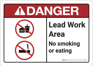 Danger: Lead Work Area No Smoking or Eating ANSI - Wall Sign