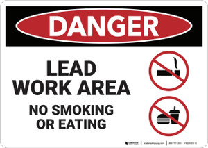 Danger: Lead Work Area No Smoking or Eating - Wall Sign