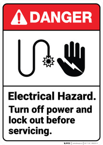 Danger: Electrical Hazard Lock Out ANSI - Wall Sign