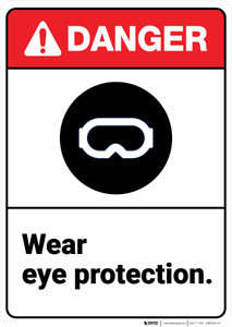 Danger: Ppe Wear Eye Protection ANSI - Wall Sign