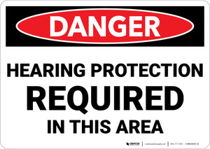 Danger: PPE Hearing Protection Required in This Area - Wall Sign