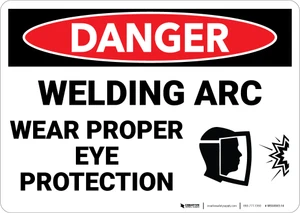 Danger: PPE Welding Arc Wear Eye Protection Face Mask - Wall Sign