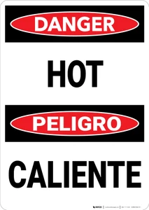 Danger: Warning Hot Danger Bilingual - Wall Sign