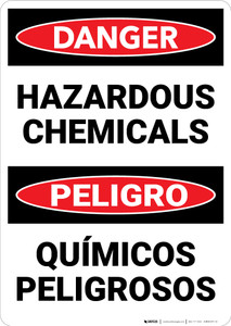 Danger: Hazardous Chemicals Bilingual Spanish - Wall Sign