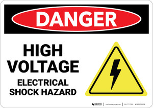 Danger: High Voltage Electrical Shock Hazard With Graphic - Wall Sign