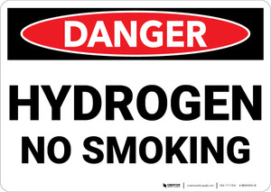 Danger: Hydrogen No Smoking - Wall Sign