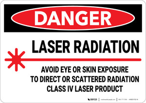 Danger: Laser Radiation Avoid Eye or Skin Exposure To Direct Laser - Wall Sign