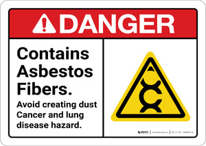 Danger: Asbestos Fibers Avoid Creating Dust Cancer Lung Hazard ANSI - Wall Sign
