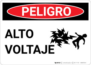 Danger: High Voltage With Graphic Spanish - Wall Sign