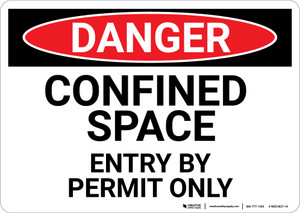Danger: Confined Space Sign Entry By Permit Only - Wall Sign