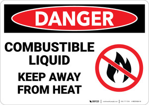 Danger: Flammable Explosive Liquid Keep Away From Heat Sign With Icon - Wall Sign
