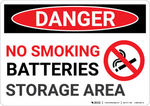 Danger: No Smoking Battery Storage - Wall Sign