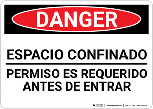 Danger: Spanish Permit Required Sign Espacio Confinado - Wall Sign