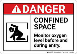Danger: Confined Space Monitor Oxygen Level ANSI - Wall Sign