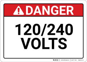 Danger: 120/240 Volts - Wall Sign
