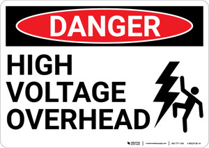 Danger: High Voltage Overhead with Graphic - Wall Sign