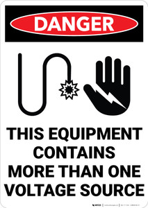 Danger: This Equipment Contains More Than One Voltage Sources with Graphic Portrait - Wall Sign