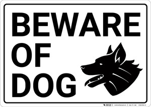 Beware Of Dog with Icon Landscape - Wall Sign