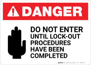 Danger: Do Not Enter Lockout Procedures with Icon Landscape - Wall Sign