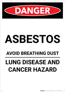 Asbestos Avoid Breathing Dust - Portrait Wall Sign