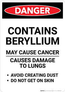 Beryllium Cancer Hazard - Portrait Wall Sign