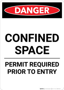 Confined Space Permit Required - Portrait Wall Sign