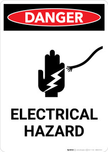 Electrical Hazard with Icon - Portrait Wall Sign