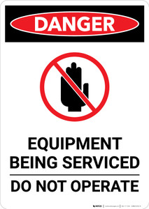Equipment Being Serviced with Icon - Portrait Wall Sign