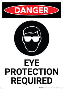 Eye Protection Required with Icon - Portrait Wall Sign