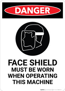 Face Shield Must be Worn with Icon - Portrait Wall Sign