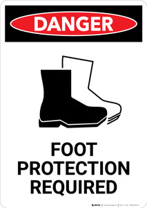 Foot Protection Required with Icon - Portrait Wall Sign
