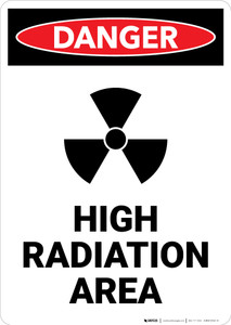 High Radiation Area with Icon - Portrait Wall Sign