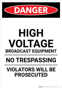 High Voltage Broadcast Equipment - Portrait Wall Sign