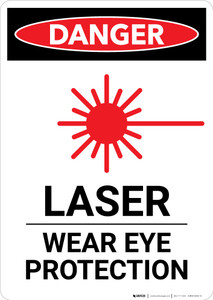 Laser Wear Eye Protection with Icon - Portrait Wall Sign