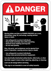 Danger: Power Presses Machine Guidelines ANSI - Wall Sign