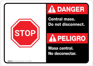 Danger: Spanish Bilingual Central Mass - Do Not Disconnect Landscape ANSI