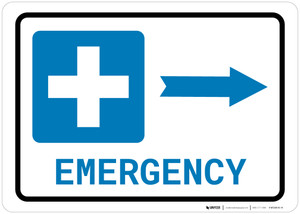Emergency Right Arrow with Icon Landscape - Wall Sign