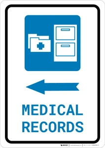 Medical Records Left Arrow with Icon Portrait - Wall Sign