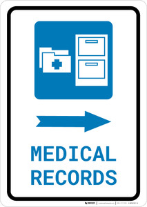 Medical Records Right Arrow with Icon Portrait - Wall Sign