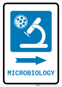 Microbiology Right Arrow with Icon Portrait - Wall Sign