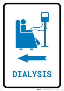 Dialysis Left Arrow with Icon Portrait v2 - Wall Sign