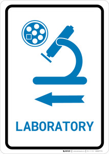 Laboratory Left Arrow with Icon Portrait v2 - Wall Sign