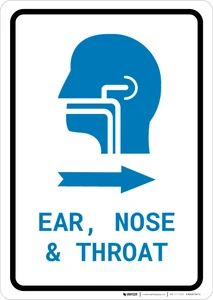 Ears, Nose, and Throat (ENT) Right Arrow with Icon Portrait v2 - Wall Sign