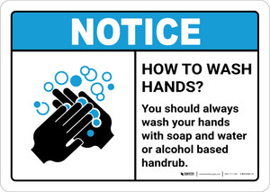 Notice: Always Wash Your Hands ANSI Landscape - Wall Sign