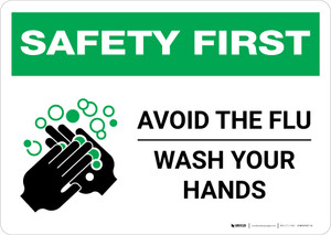 Safety First: Avoid The Flu Wash Your Hands Landscape - Wall Sign