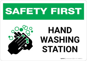 Safety First: Hand Washing Station Landscape - Wall Sign